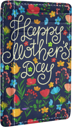 Colorful Happy Mothers Day Flowers Grass Slim Minimalist Wallet, Front Pocket RFID Leather Blocking Card Holder Case for Men Women Girls Ladies, Stylish Printing Gift