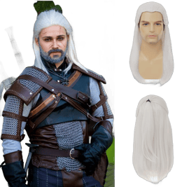 White Straight Wigs for Men Long White Male Hair Halloween Cosplay Anime Wigs