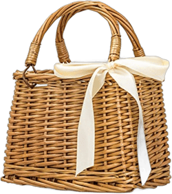 Natural Handwoven Wicker Handbag, Rectangular Basket Purse, Women Straw Tote (Rectangular Khaki)