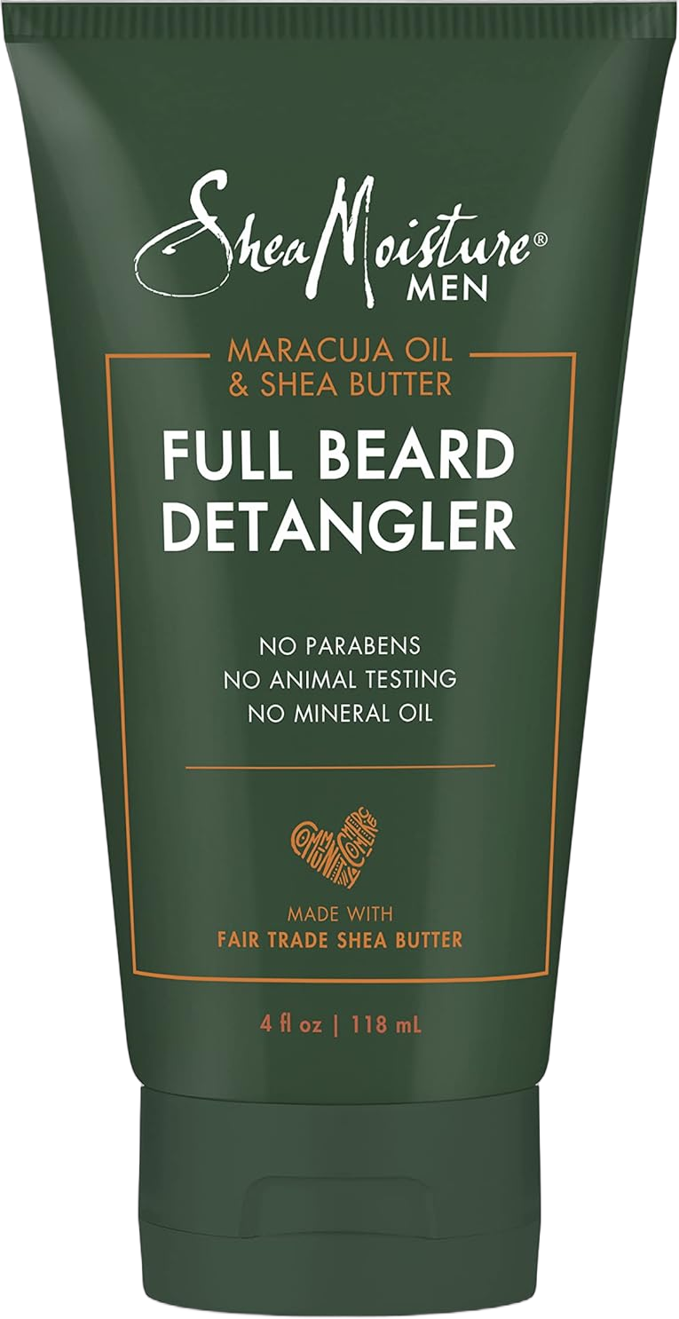 Shea Moisture Mens Full Beard Detangler, All Natural ingredients, Maracuja Oil & Shea Butter, Soften Hair & Ease Out Knots for a Scuff-Free Beard, 4 Ounce
