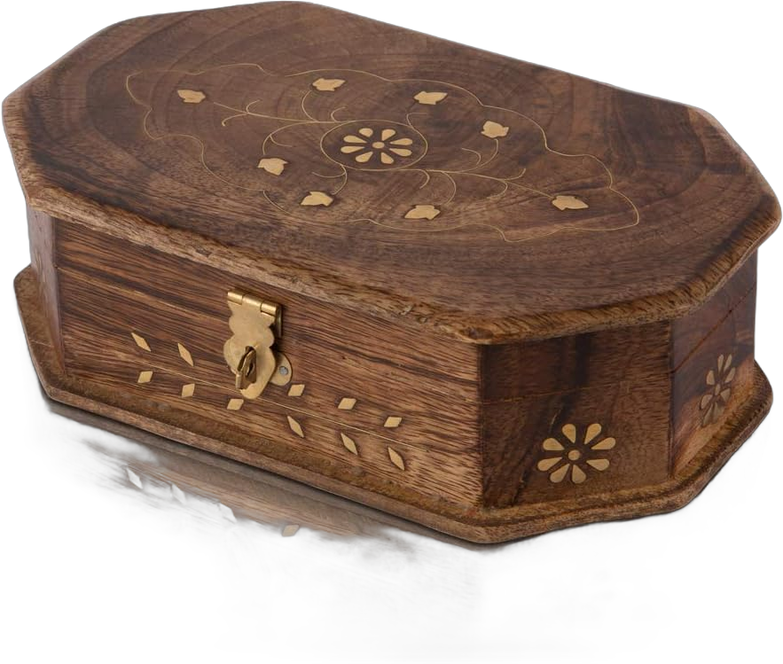 Great Birthday Gift Ideas Handmade Decorative Wooden Jewelry Box With Free Lock & Key Jewelry Organizer Keepsake Box Treasure Chest Trinket Holder Lock Box Watch Box 8 x 5 Inches