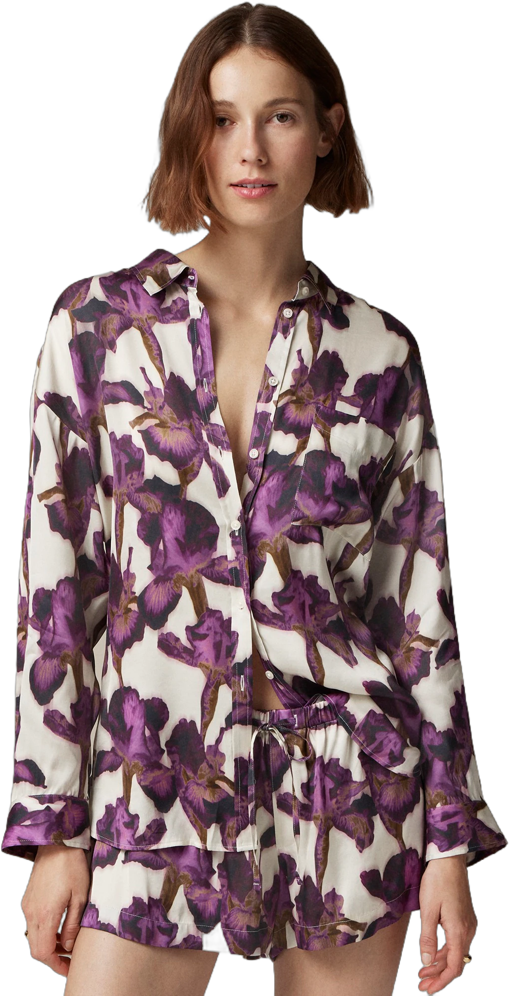 Soft shine pajama short set in iris floral